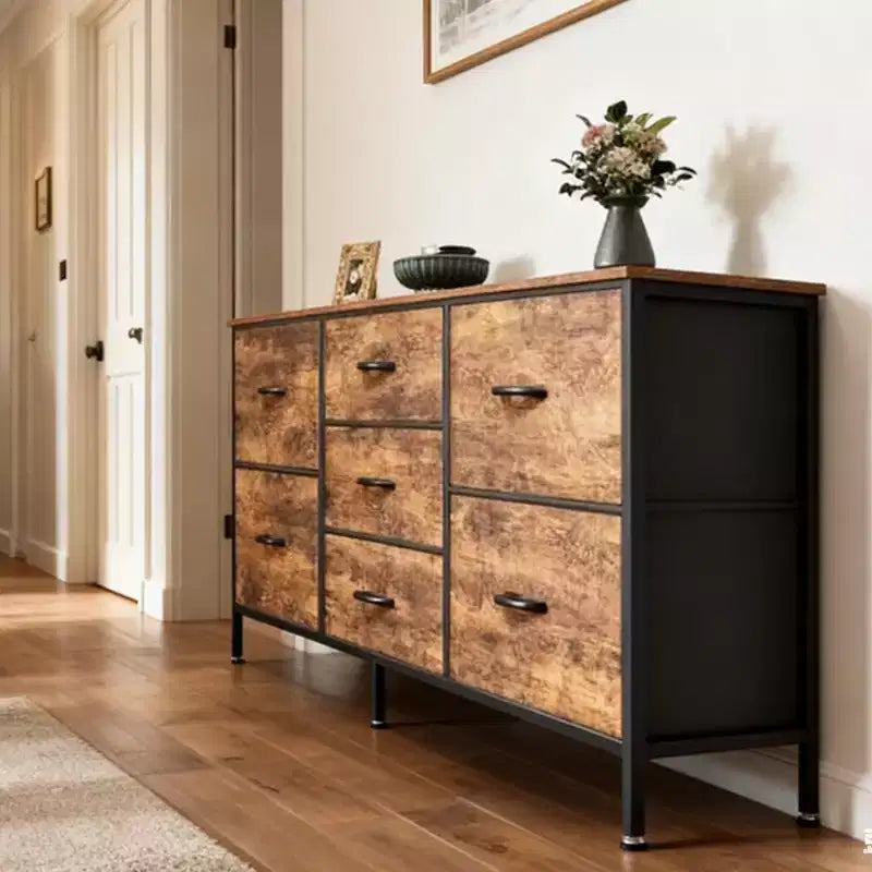 Commode TUYOHW 47 tiroirs pour chambre, commode large avec 7 tiroirs en tissu, meuble TV robuste pour TV 60 pouces, organisateur de rangement de jouets pour chambre