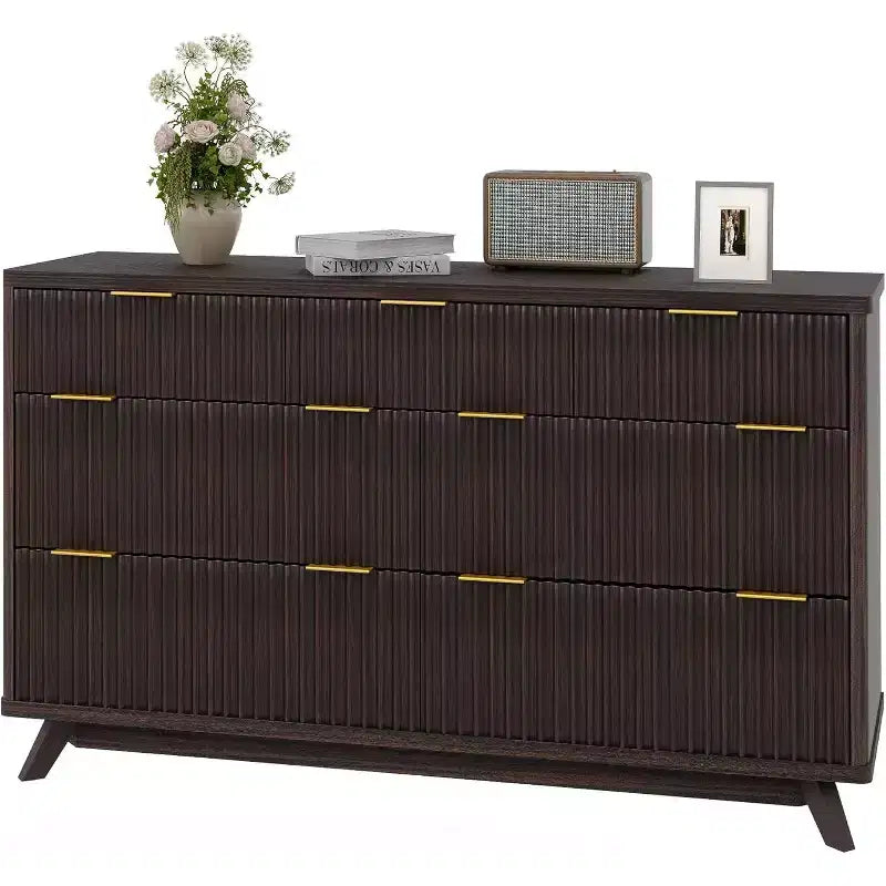 Commode Acekool Wave Design à 7 tiroirs, meuble de rangement cannelé pour chambre à coucher, salon
