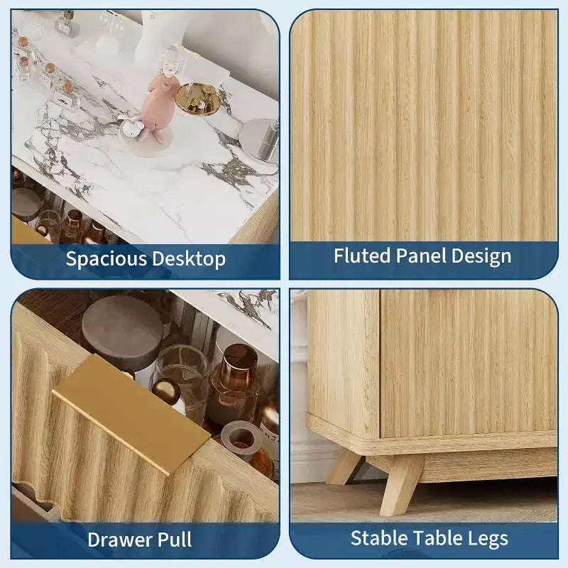 Commode Acekool Wave Design à 7 tiroirs, meuble de rangement cannelé pour chambre à coucher, salon