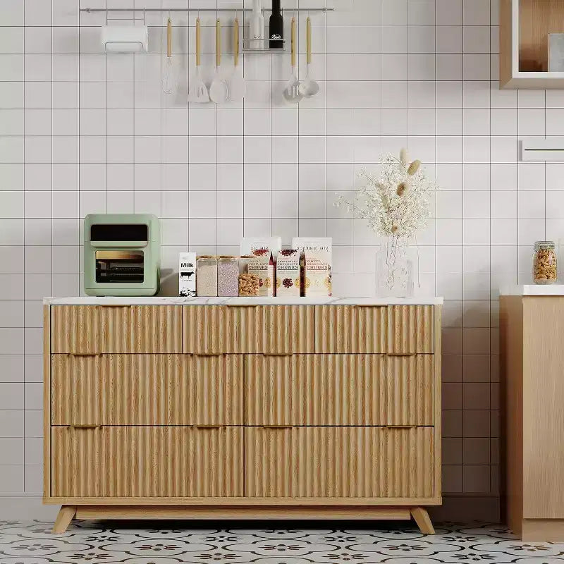 Commode Acekool Wave Design à 7 tiroirs, meuble de rangement cannelé pour chambre à coucher, salon
