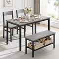Dining Table Set for 4 with Bench, Kitchen Table Set with Bench, Dining Room with Storage Racks
