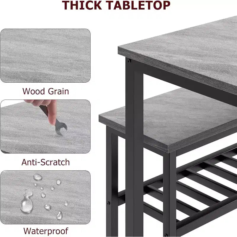 Ensemble table à manger pour 4 avec banc, ensemble table de cuisine avec banc, salle à manger avec étagères de rangement