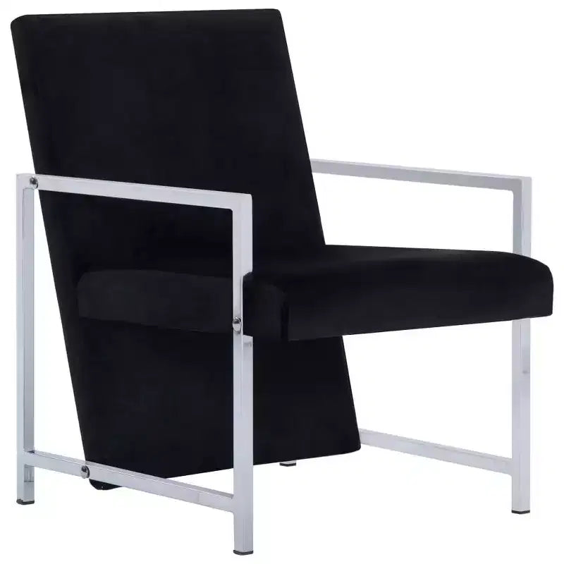 vidaXL Fauteuil avec pieds chromés Velours noir