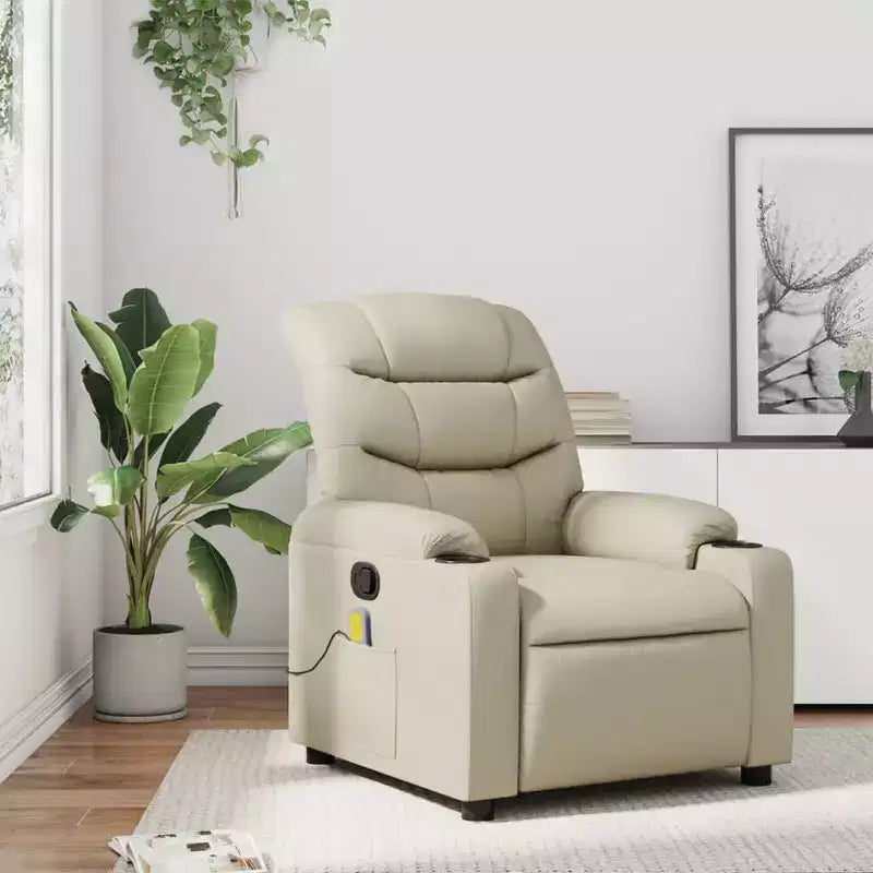 vidaXL Fauteuil inclinable de massage en similicuir noir