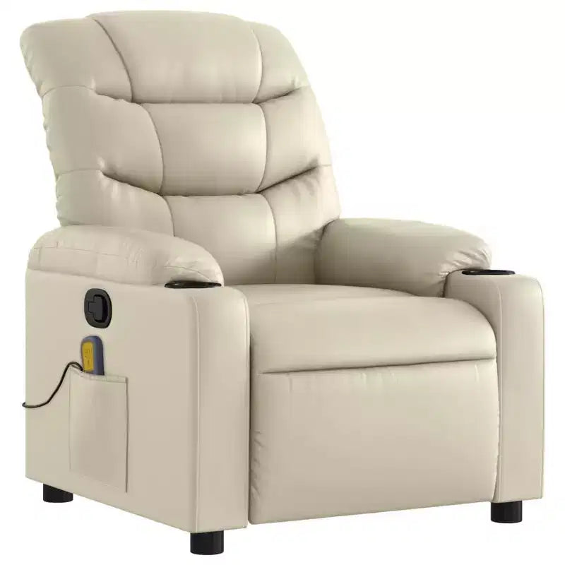 vidaXL Fauteuil inclinable de massage en similicuir noir