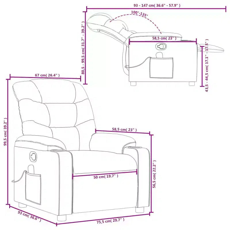 vidaXL Fauteuil inclinable de massage en similicuir noir