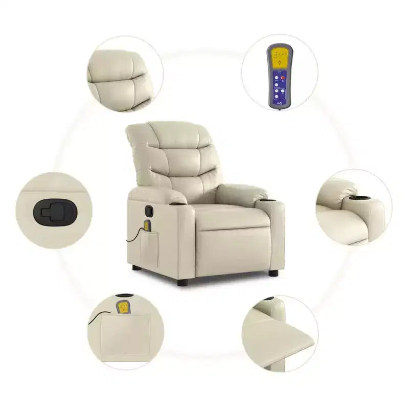 vidaXL Fauteuil inclinable de massage en similicuir noir