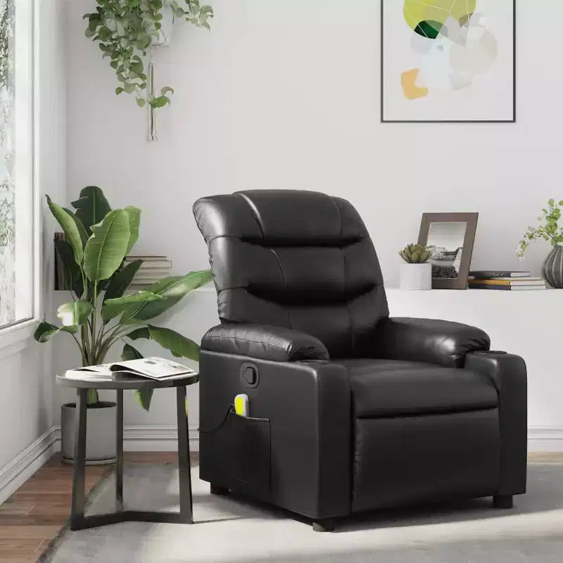 vidaXL Fauteuil inclinable de massage en similicuir noir