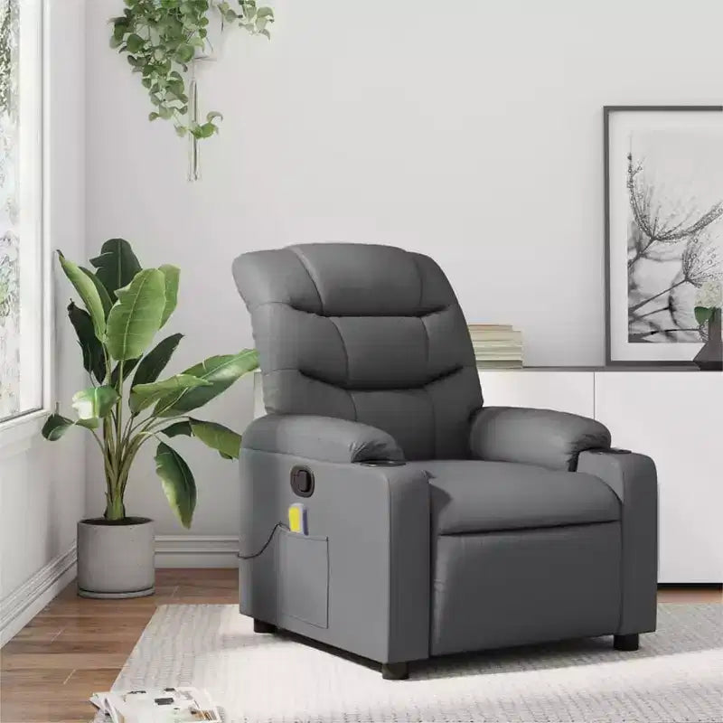 vidaXL Fauteuil inclinable de massage en similicuir noir