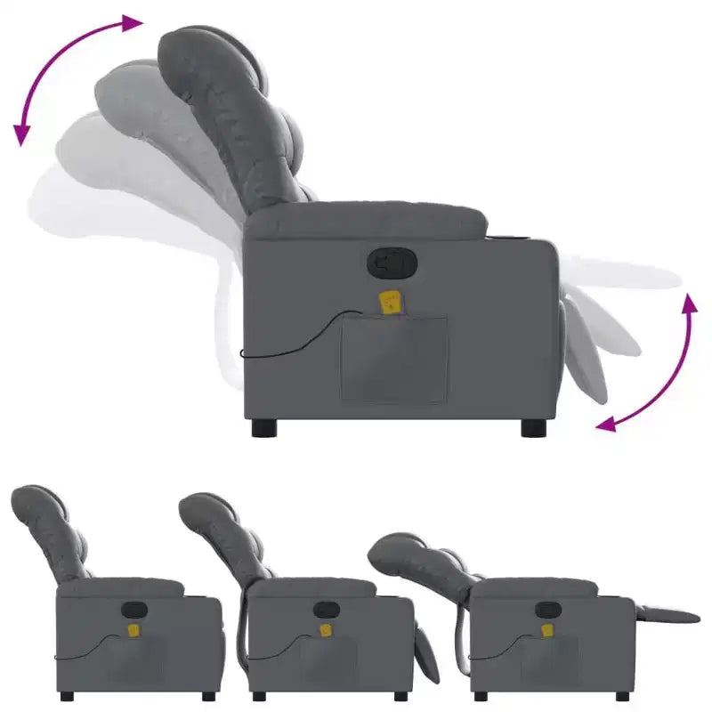 vidaXL Fauteuil inclinable de massage en similicuir noir