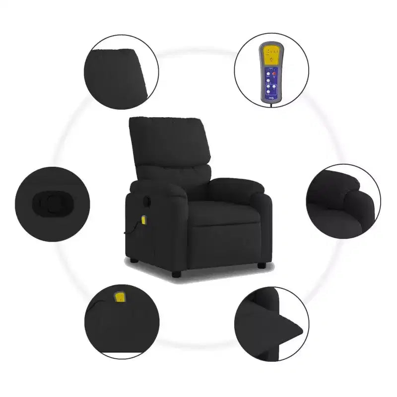 vidaXL Fauteuil inclinable de massage en similicuir noir