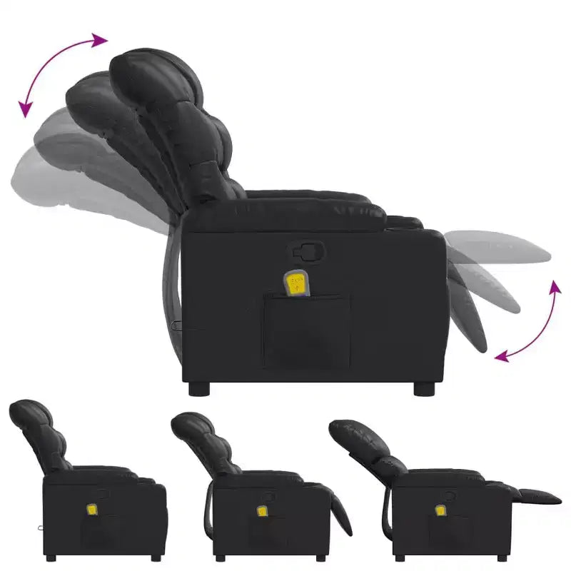 vidaXL Fauteuil inclinable de massage en similicuir noir