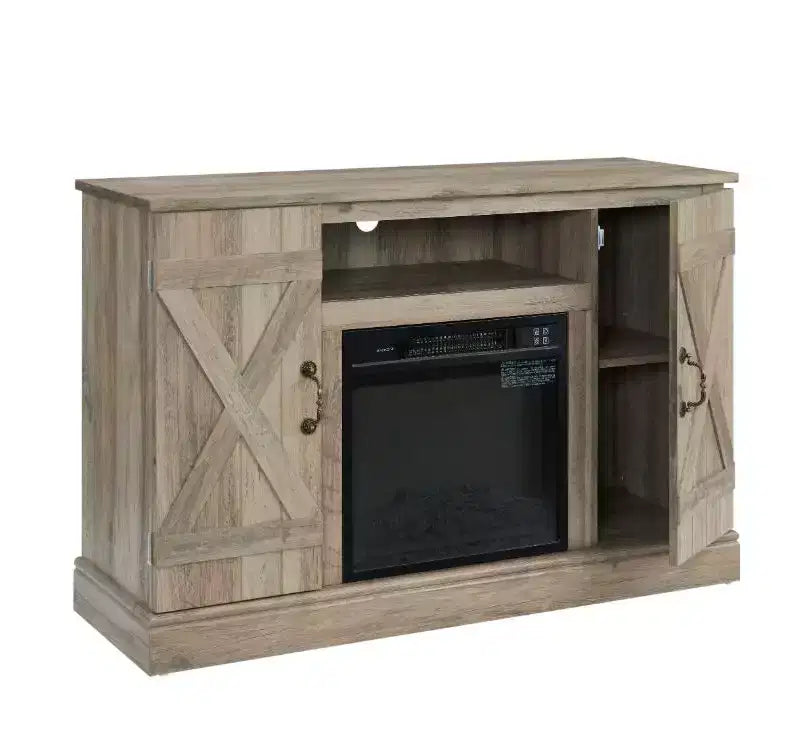 Meuble TV de ferme en MDF - Meuble de divertissement vintage avec rangements ouverts et fermés, convient aux téléviseurs de moins de 50 pouces