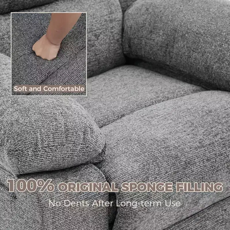 Fauteuil Inclinable Berçant Pivotant pour Adultes avec Massage et Chauffage, Fauteuil de Maternité Glider en Lin Grande Taille avec Assise Profonde et Dossier Haut