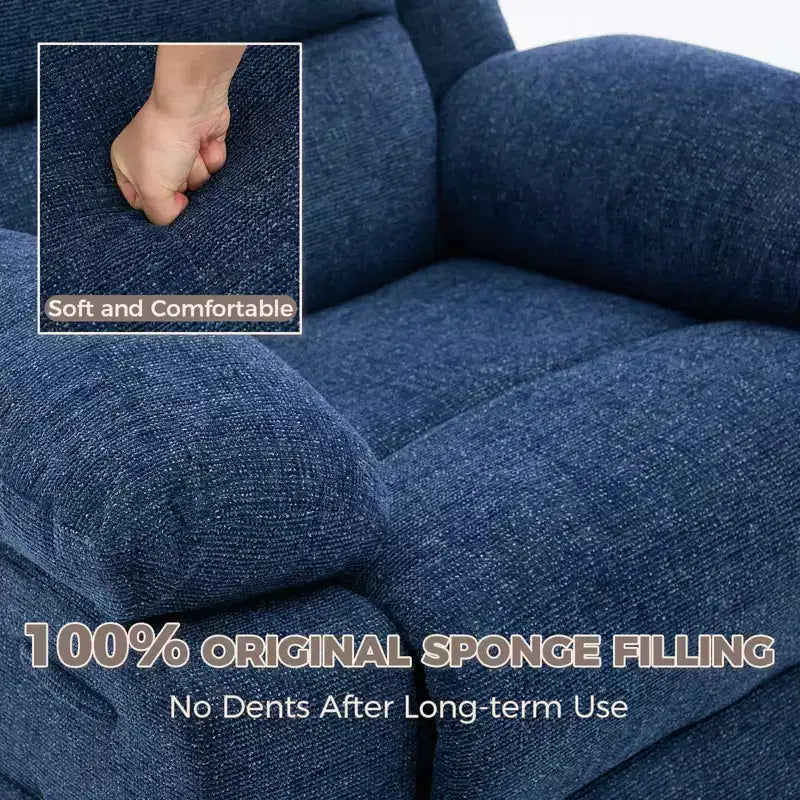 Fauteuil Inclinable Berçant Pivotant pour Adultes avec Massage et Chauffage, Fauteuil de Maternité Glider en Lin Grande Taille avec Assise Profonde et Dossier Haut