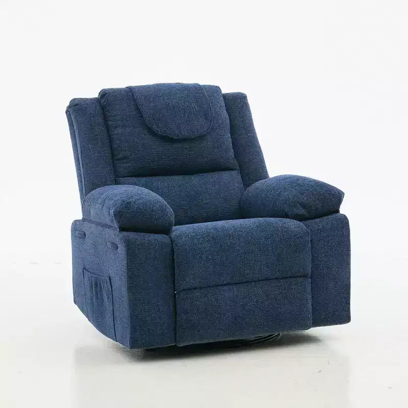 Swivel Rocker Recliner Chair for Adults with Massage and Heat, Oversized Linen Fabric Glider Nursery Chair with Deep Seat, High Backrest