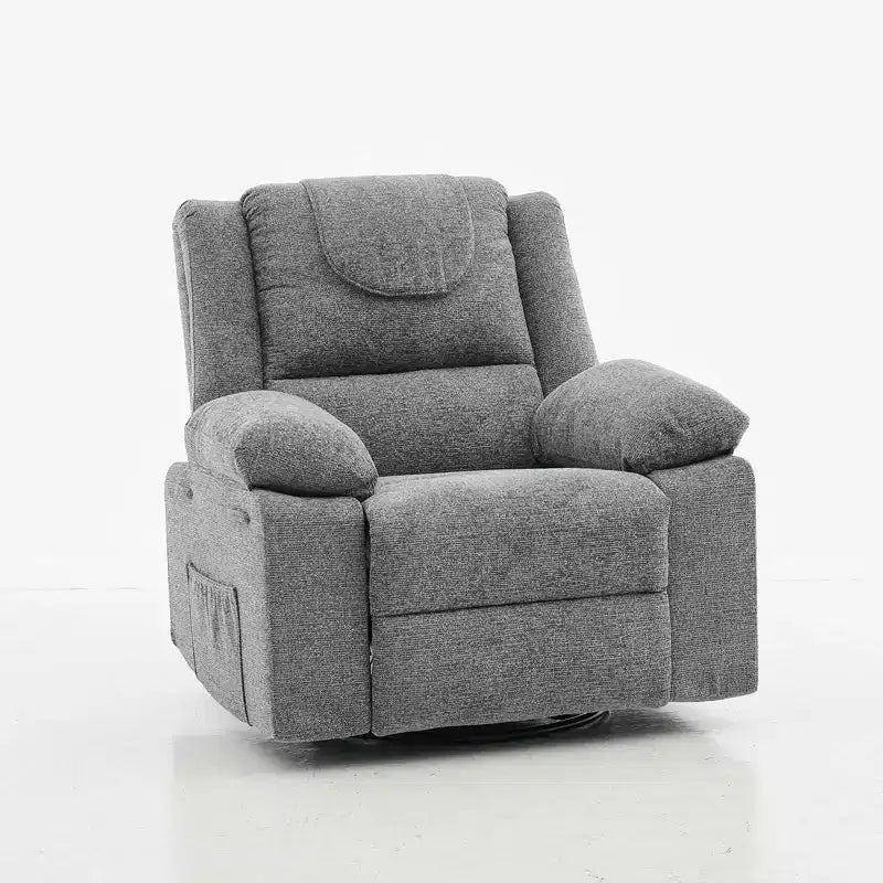 Fauteuil Inclinable Berçant Pivotant pour Adultes avec Massage et Chauffage, Fauteuil de Maternité Glider en Lin Grande Taille avec Assise Profonde et Dossier Haut