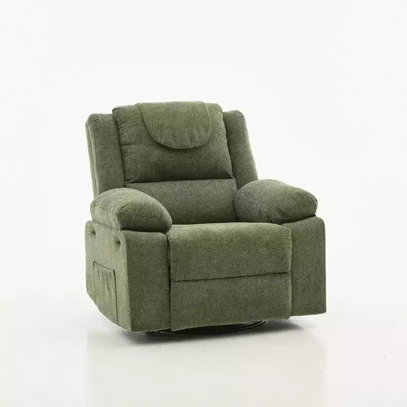 Fauteuil Inclinable Berçant Pivotant pour Adultes avec Massage et Chauffage, Fauteuil de Maternité Glider en Lin Grande Taille avec Assise Profonde et Dossier Haut