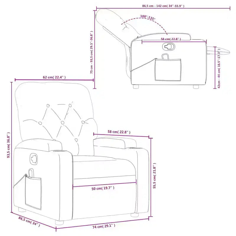 vidaXL Fauteuil inclinable de massage électrique
