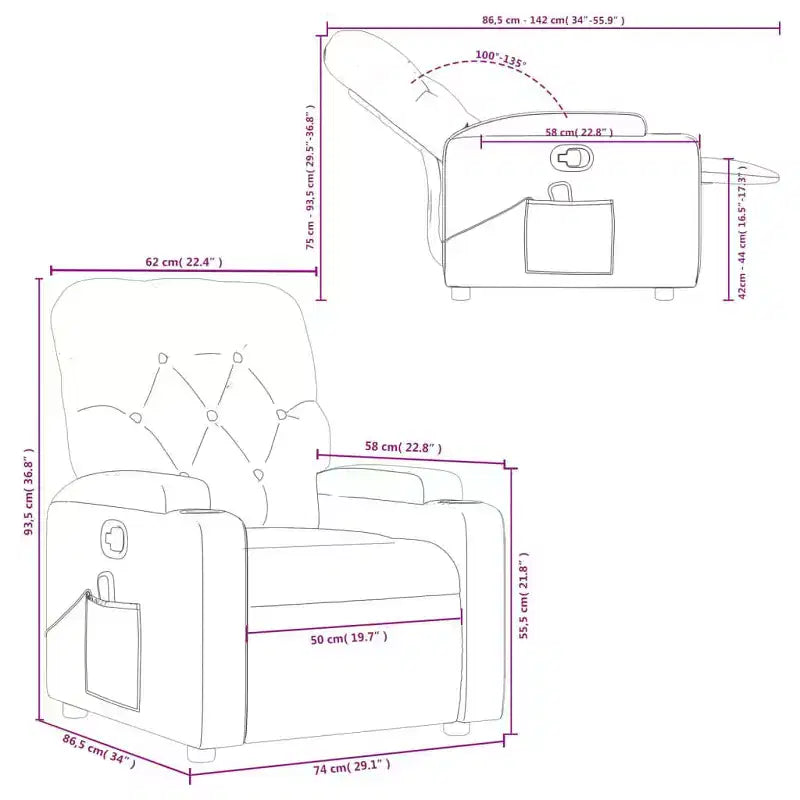 vidaXL Fauteuil inclinable de massage électrique