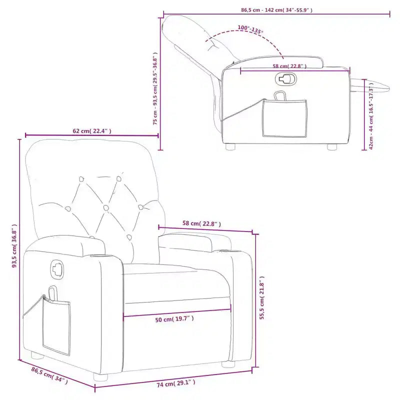vidaXL Fauteuil inclinable de massage électrique