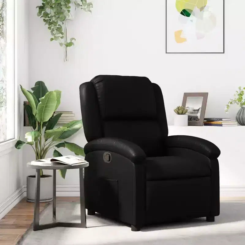 vidaXL Fauteuil inclinable Similicuir noir, métal, contreplaqué Fauteuil inclinable