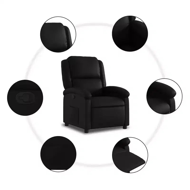 vidaXL Fauteuil inclinable Similicuir noir, métal, contreplaqué Fauteuil inclinable