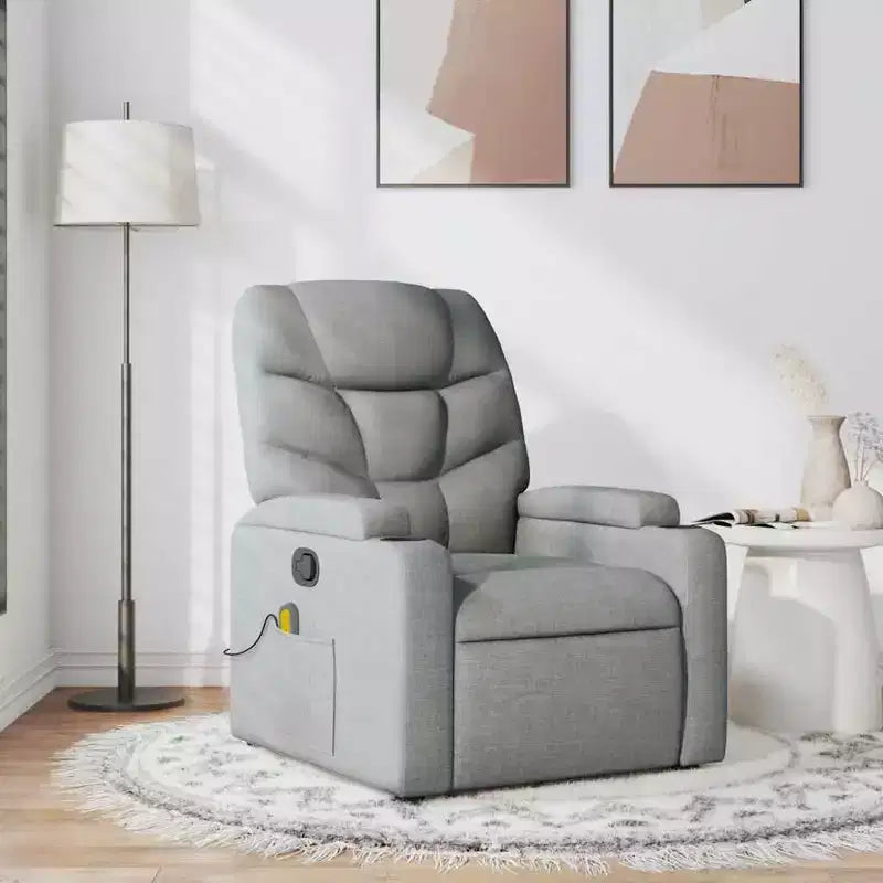 vidaXL Fauteuil de massage inclinable Tissu gris clair