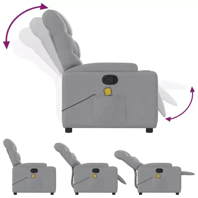 vidaXL Fauteuil de massage inclinable Tissu gris clair