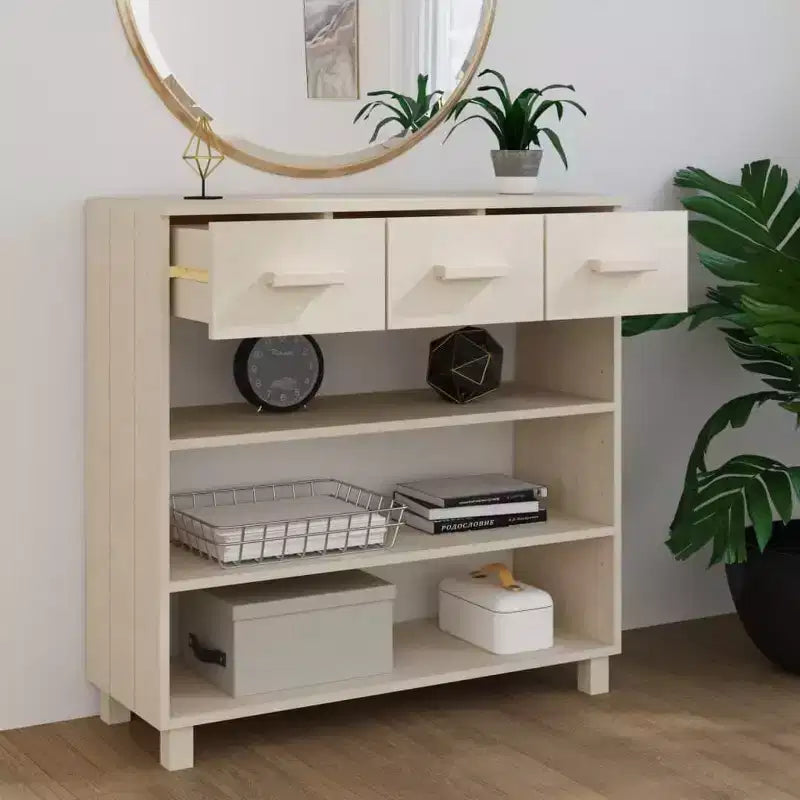 vidaXL Console Table Table d'entrée Table d'appoint étroite HAMAR Bois de pin massif - Marron miel