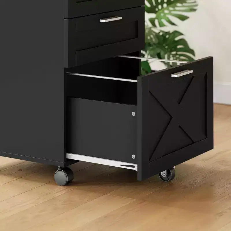 Meuble de classement mobile à 3 tiroirs avec roues anti-basculement, classeur roulant avec clés sous le bureau, tiroirs pour dossiers suspendus A4/Lettre/Legal pour bureau à domicile