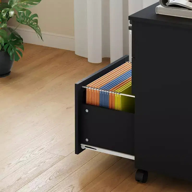 Meuble de classement mobile à 3 tiroirs avec roues anti-basculement, classeur roulant avec clés sous le bureau, tiroirs pour dossiers suspendus A4/Lettre/Legal pour bureau à domicile