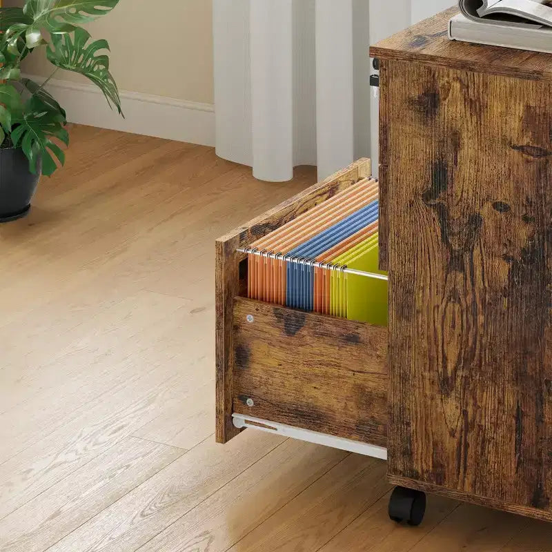 Meuble de classement mobile à 3 tiroirs avec roues anti-basculement, classeur roulant avec clés sous le bureau, tiroirs pour dossiers suspendus A4/Lettre/Legal pour bureau à domicile