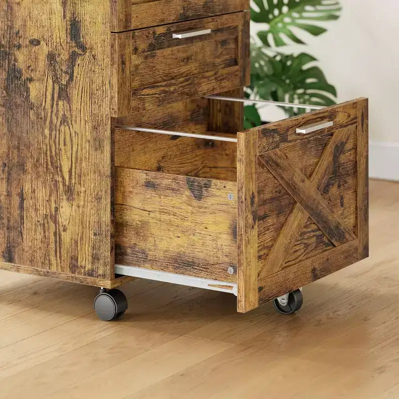 Meuble de classement mobile à 3 tiroirs avec roues anti-basculement, classeur roulant avec clés sous le bureau, tiroirs pour dossiers suspendus A4/Lettre/Legal pour bureau à domicile