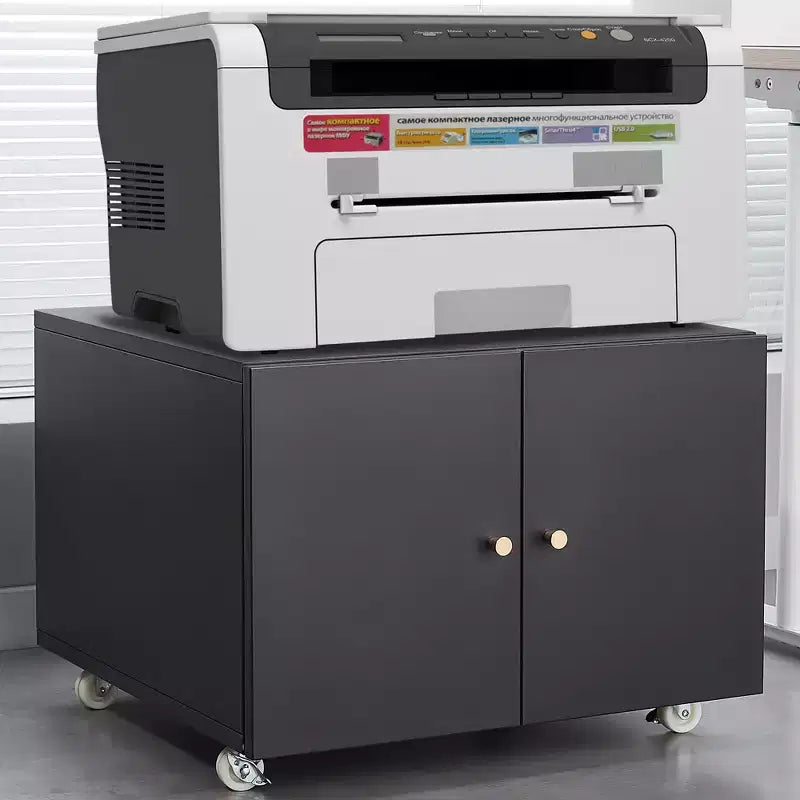 Okak Modern Mobile Printer Stand Filing Cabinet with Doors & Wheels,Storage File Cabinet for Office,Study Desk