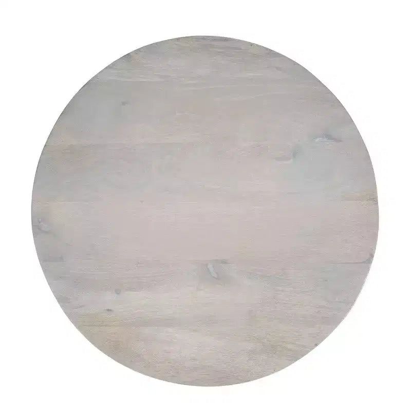 Table d'appoint Royal Hampton, plateau rond de 20 pouces, socle cylindrique, bois de manguier chêne blanc