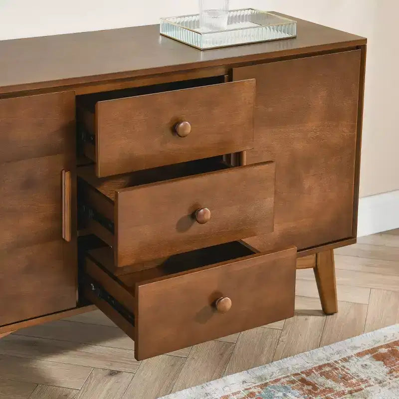 Buffet bahut moderne du milieu du siècle de 120 cm avec tiroirs, portes et étagères réglables, meuble de cuisine pour salle à manger ou salon - Panipeachy