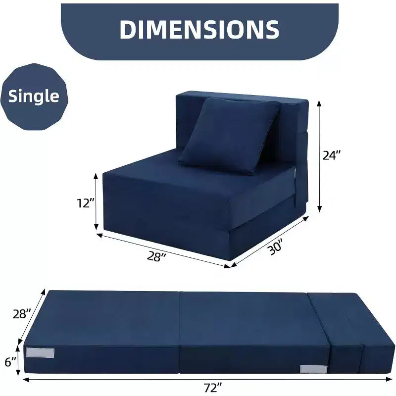 Canapé-lit convertible gris, futon de sol moelleux avec coussin pour le salon ou le bureau, fauteuil-lit compact facile à déplacer