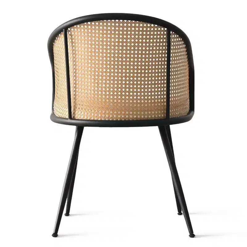 Panipeachy Lot de 6 chaises de salle à manger, fauteuils modernes rembourrés en bouclé avec dossier tissé et pieds en métal noir
