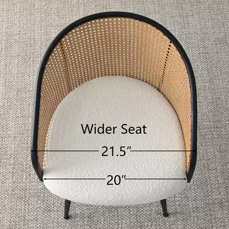 Panipeachy Lot de 6 chaises de salle à manger, fauteuils modernes rembourrés en bouclé avec dossier tissé et pieds en métal noir