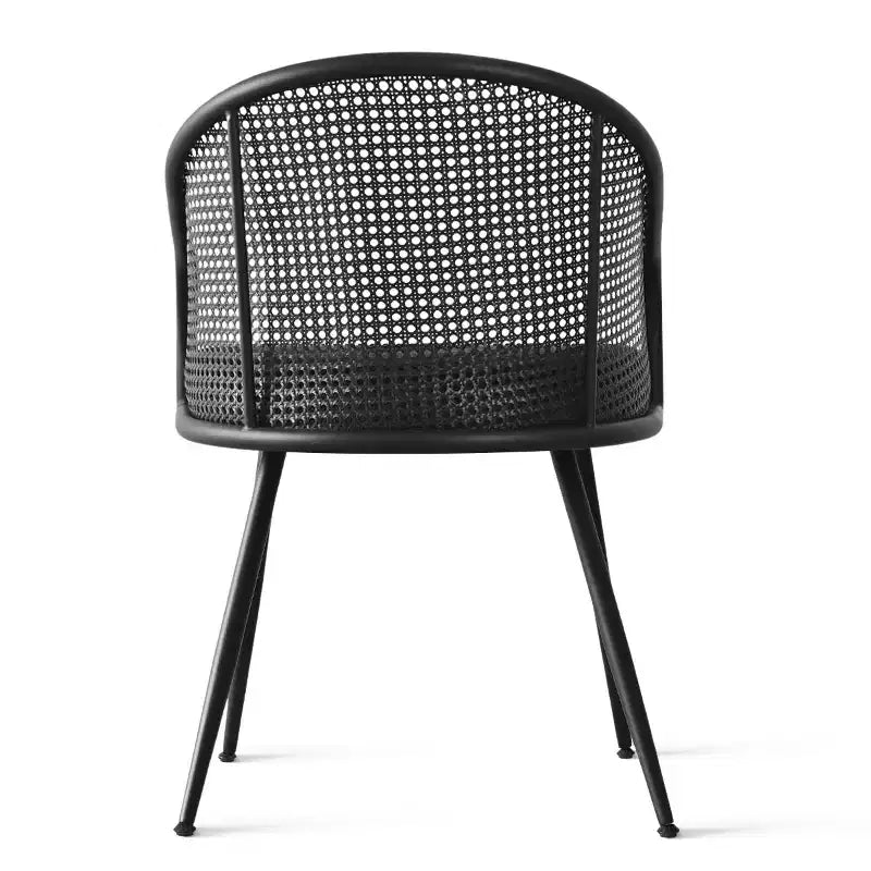Panipeachy Lot de 6 chaises de salle à manger, fauteuils modernes rembourrés en bouclé avec dossier tissé et pieds en métal noir