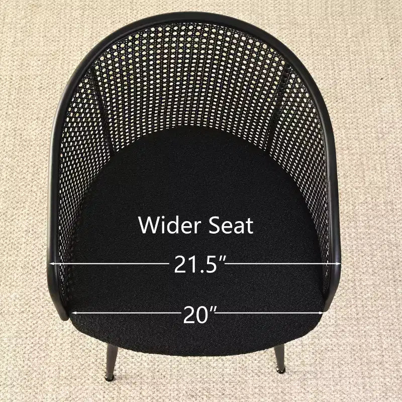 Panipeachy Lot de 6 chaises de salle à manger, fauteuils modernes rembourrés en bouclé avec dossier tissé et pieds en métal noir