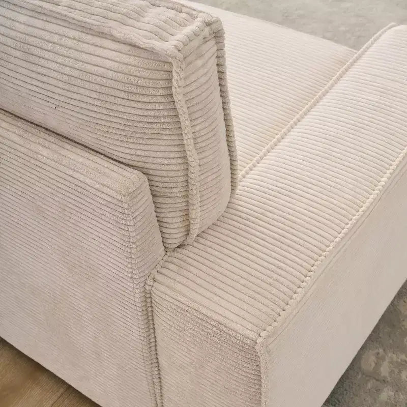 Canapé modulaire sectionnel 4 places convertible, canapé profond, accoudoirs larges, dossier moelleux, revêtement en velours côtelé pour salon/bureau, beige