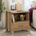 GDFStudio Cassidy Casual Country Nightstand with Drawer and Open Shelf