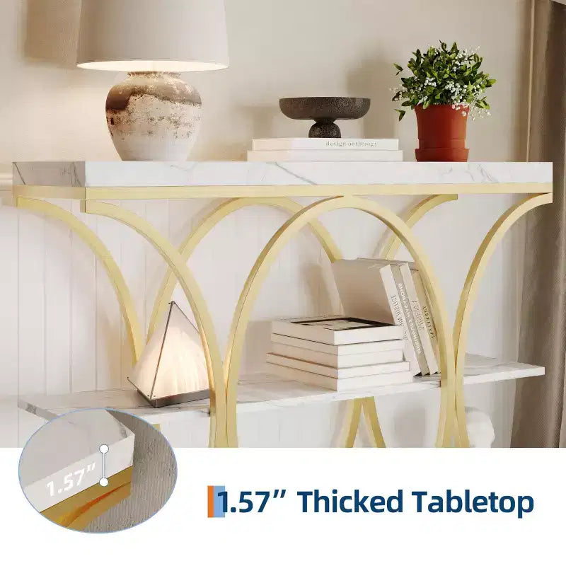 COZONY Table console étroite 39 po, table de canapé industrielle à 6 niveaux avec base ronde en métal et étagères de rangement, table d'entrée pour salon, couloir