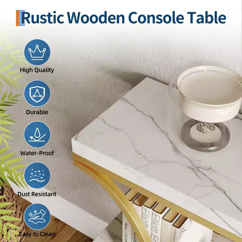 COZONY Table console étroite 39 po, table de canapé industrielle à 6 niveaux avec base ronde en métal et étagères de rangement, table d'entrée pour salon, couloir