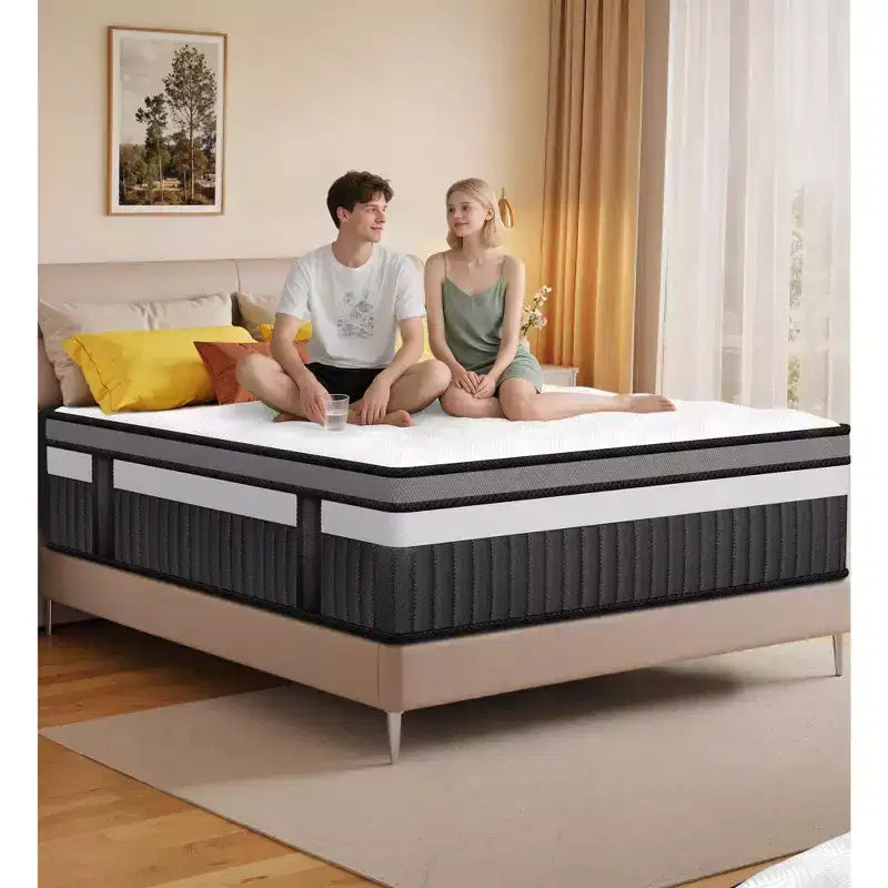 Matelas Queen, Matelas en gel Qvamodo de 35,5 cm en boîte, Fermeté moyenne, Isolation des mouvements, Respirant, Blanc