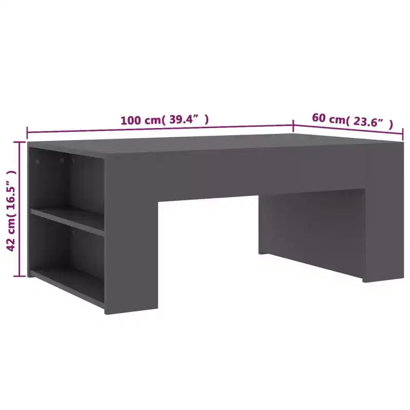 vidaXL Table basse grise en bois d'ingénierie Table basse de taille moyenne
