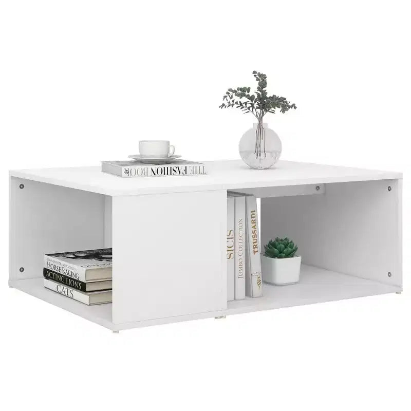 vidaXL Table basse noire en bois d'ingénierie moyenne rectangulaire moderne