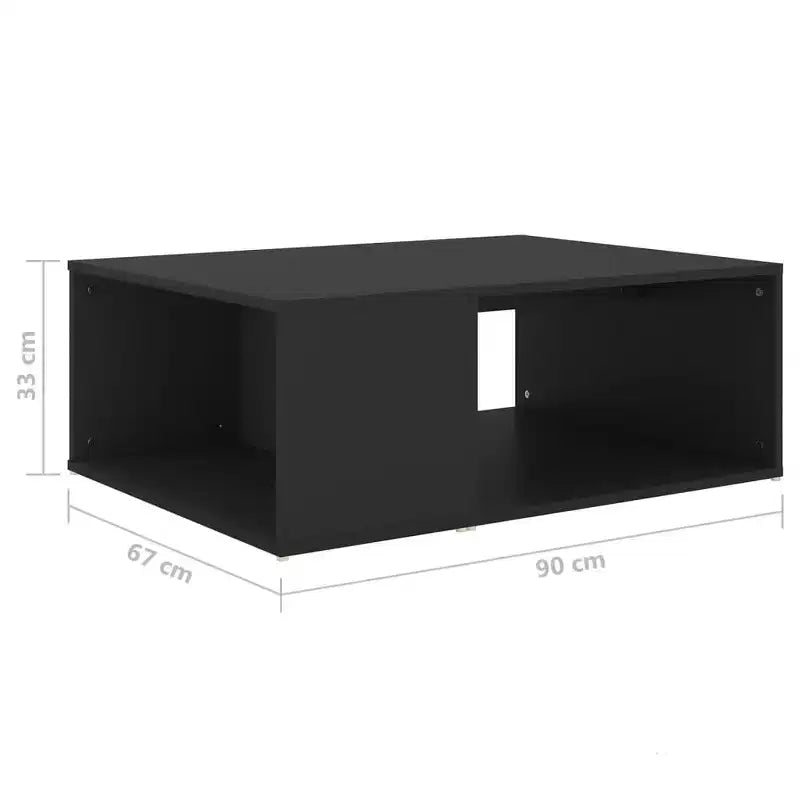 vidaXL Table basse noire en bois d'ingénierie moyenne rectangulaire moderne